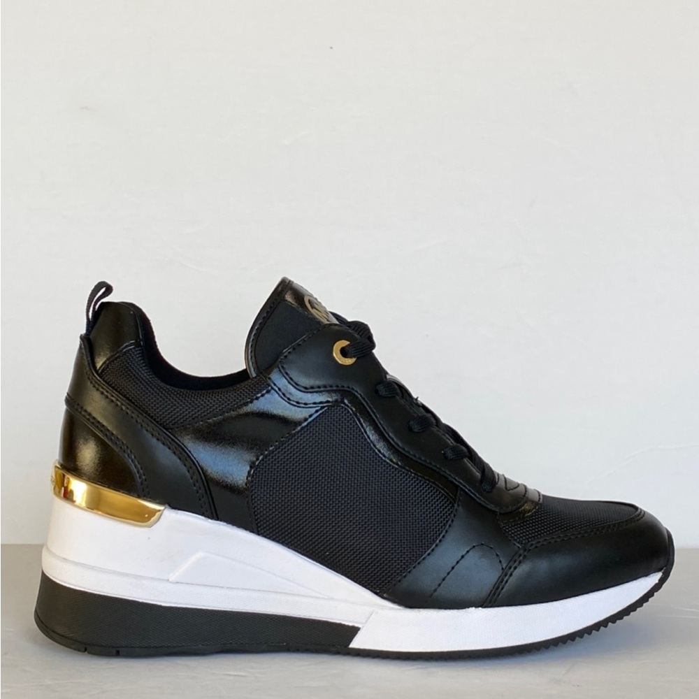 MICHAEL KORS CRISTA CANVAS TRAINER GEORGIA NYLON  LEATHERS - Picture 2 of 8